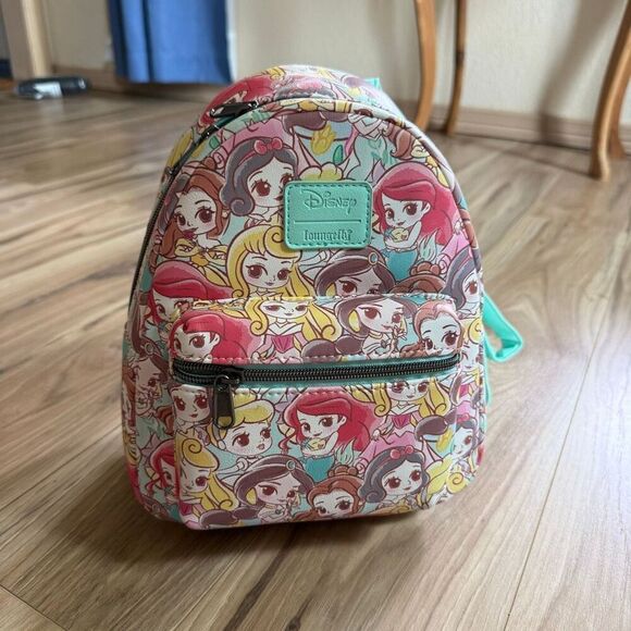 NWT Loungefly Womens Multicolor Disney Chibi Princess Mini Backpack Bag main image 5